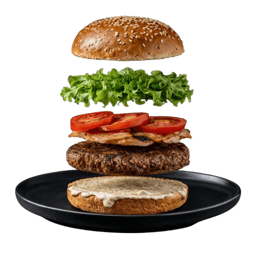 Burger abierta - todos los ingredientes